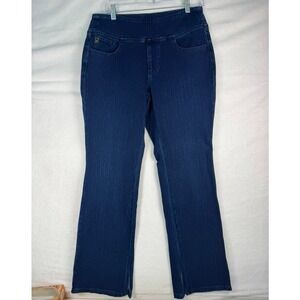 Belle by Kim Gravel Pull On Jeans Womens 12 Dark Blue Excellent TripleLuxe Slim